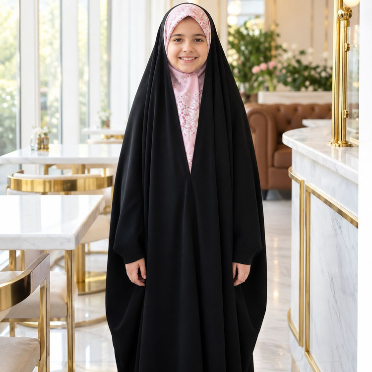 چادر بچگانه / عربی اصیل (جده) / پارچه حریر اسود (شهرکرد)