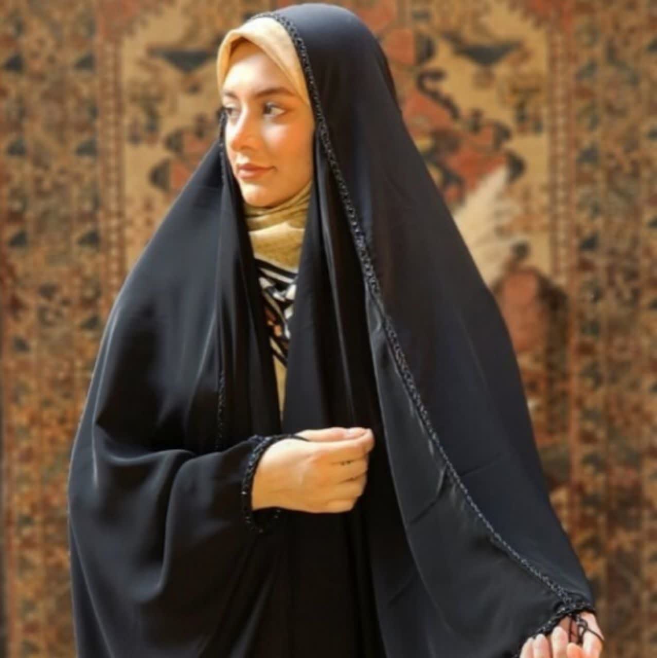 چادر سیمین | چادر عربی جده جواهردوزی شده با دوخت ظریف و متریال باکیفیت